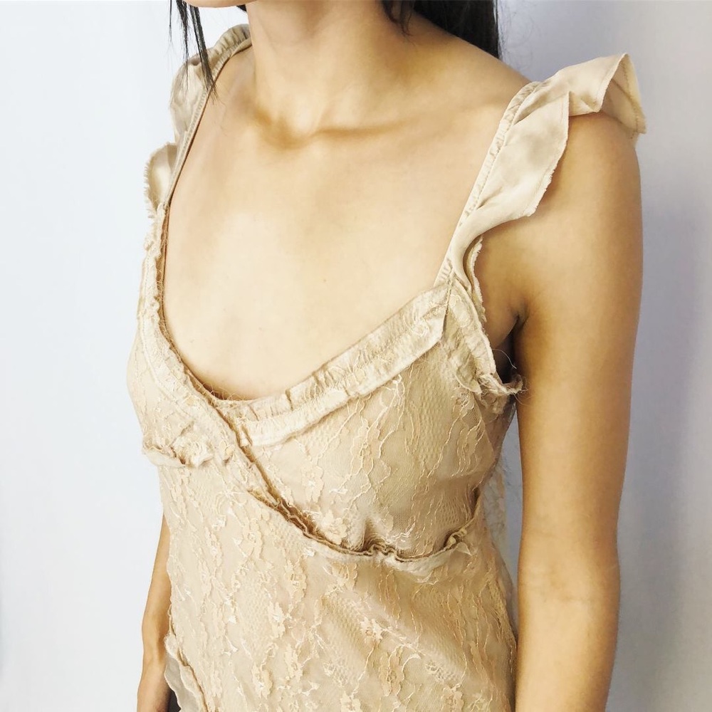 Anthropologie Champagne lace sleeveless blouse